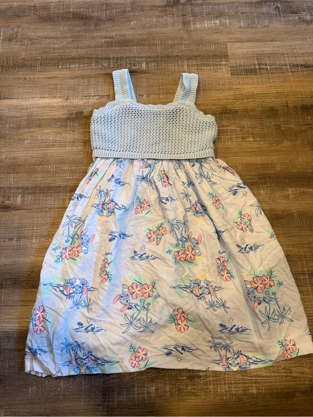 Disney Light Blue Crochet-Top Floral Sundress